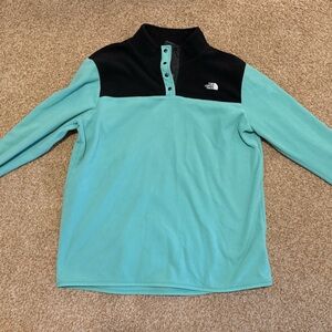 The North Face Women's Teal and Black Fleece Pullover